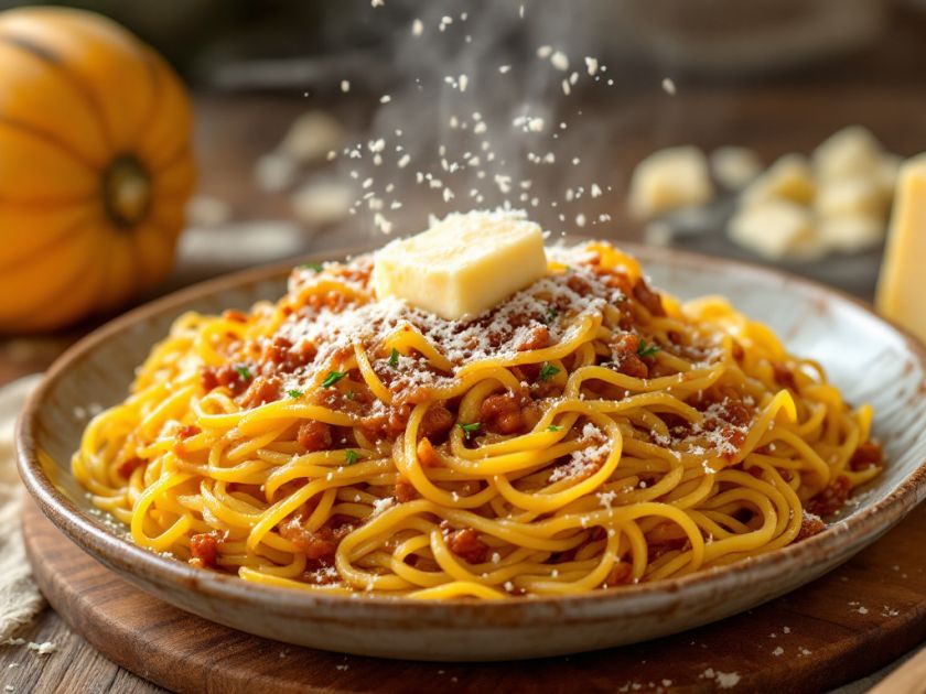 Cremige Spaghetti-Kürbis mit Parmesan