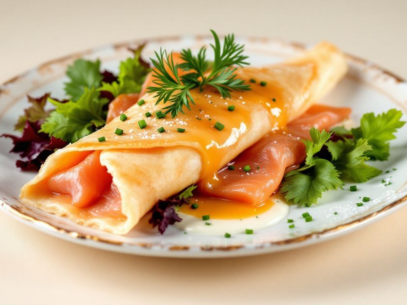 Pfannkuchen-Täschchen mit Geräuchertem Lachs