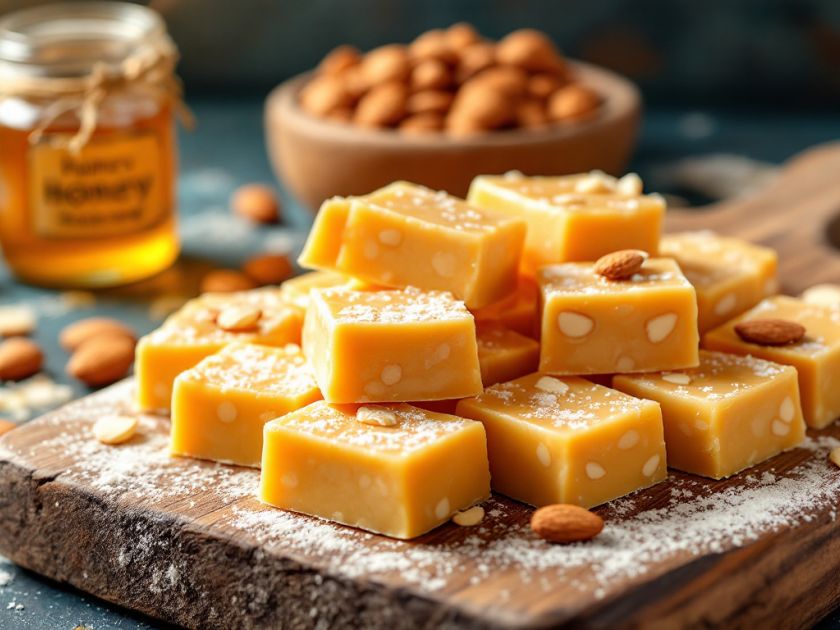 Rezept für Hausgemachten Nougat mit Mandeln