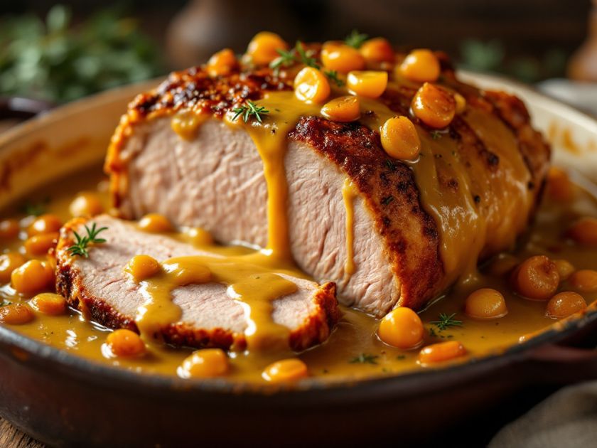 Schweinebraten mit Senf im Bräter : Leckeres Rezept