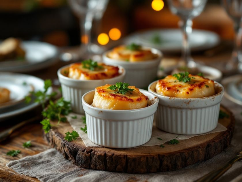 Überbackene Jakobsmuscheln mit köstlichen Champignons